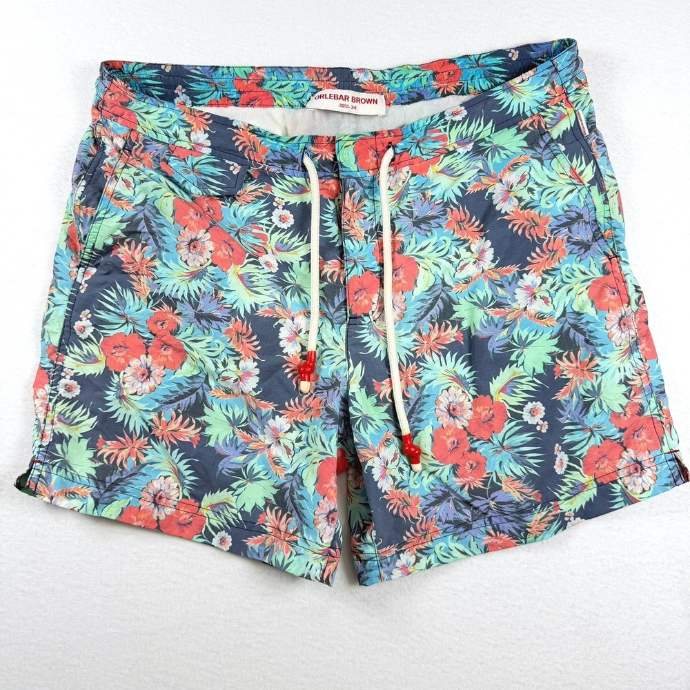 Orlebar Brown "Standard" Swim Shorts Size 34 Anemone Floral Trunks KHVIC1671PHN